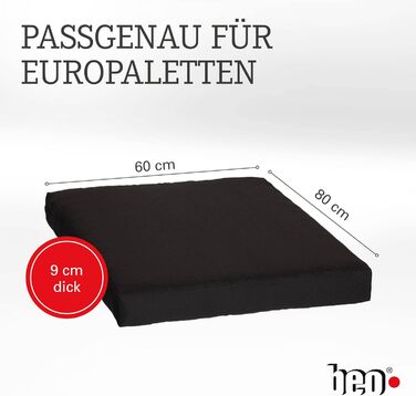 Подушка для піддонів Beo 60x80 - водовідштовхувальна подушка для піддонних меблів Зроблено в ЄС Подушка для піддонів зовнішня стійка до ультрафіолету в антрацитовому кольорі Європодушка для піддонів, що миється Подушка для піддонів гладка