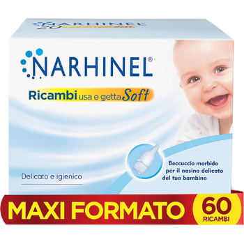 Запасні частини Narhinel Maxi Format 60 для назальних аспіраторів для новонароджених та дітей, з абсорбуючим гігієнічним фільтром для збору слизу, одноразові, м'які, упаковка 60 запасних частин Narhinel 60 Ricambi Maxi Formato