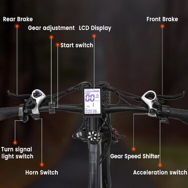 Гірський велосипед GUNAI Ebike, 26X4.0-дюймовий електронний велосипед E-Mountainbike E Bike, 21-швидкісний електричний велосипед з подвійним двигуном