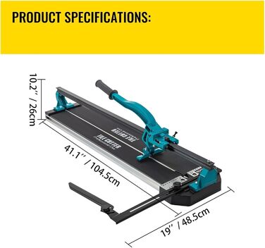 Ручний плиткоріз WLLKIY Ручний плиткоріз, лазерне позиціонування, однорейковий ручний інструмент для різання керамогранітної плитки для підлоги (31 дюйм без кронштейна)