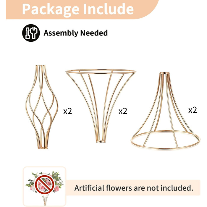 Весільні прикраси золото 2 шт. и 66 см Висока ваза для труби Центральний елемент Металева підставка для квітів для весіль Ювілей День народження Вечірка Подія Прохід Прикраси для дому Прикраси для прийому гостей 2 66 см