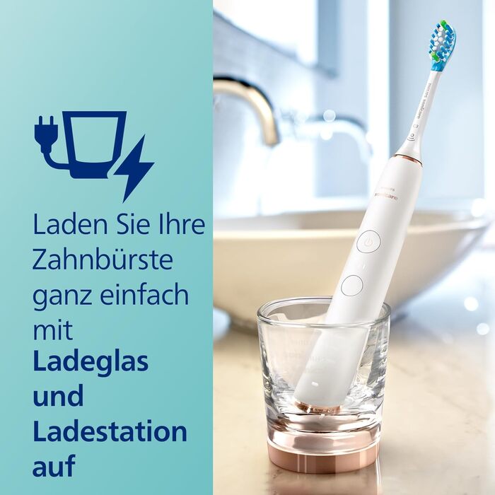 Електрична зубна щітка Philips Sonicare DiamondClean 9000, подвійна упаковка, зубна щітка із звуковою технологією, включаючи додаток, датчик тиску, 4 режими чищення, 3 рівні інтенсивності, чорне та рожеве золото, модель HX9914/61