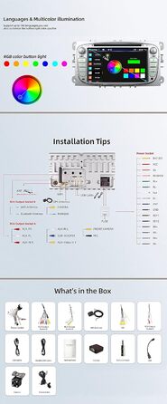 Автомобільна стереосистема YUNTX Android 12 для Ford Focus/Mondeo/S-Max/Connect (2008-2011) Радіоприймач з GPS Navi-CarPlay/Android Auto/Bluetooth 5.0/DAB/USB/WiFi/4G/Mirrorlink-Free камераCanbusMIC-2 Din IPS 7 дюймів (4G64G-сріблястий)