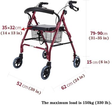 Допоміжний засіб для ходьби, стандартні рами для ходьби, транспортний ролик, допоміжний засіб для ходьби з сидінням і 4 колесами, легкий, розбірний, для людей похилого віку, компактна мобільність, допоміжний засіб для ходьби, висота