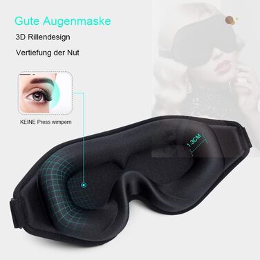 Маска для сну для чоловіків і жінок, Eysilk 2022 New Upgrade 3D Deep Sleep Mask Comfortable, маска для очей для тих, хто спить на боці, дихаюча 100 світлоблокуюча маска для сну для подорожей, йога (чорна)