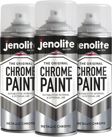 Аерозольна фарба JENOLITE Chrome Ефект Chrome гладка хромована поверхня, підходить для внутрішнього та зовнішнього використання 3 x 400 мл