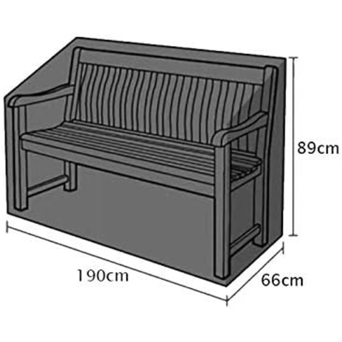 Місний захисний чохол для лавки - Водонепроникний чохол для садової лавки з міцного матеріалу 210D Oxford ПВХ покриття, - захисний чохол для садової лавки, - захисний чохол для садової лавки - 190x66x89см, 4-