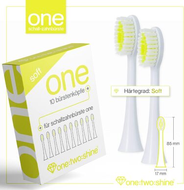 Насадка для щітки Sonic Toothbrush ONE Насадки/змінні щітки для зубних щіток в економ-упаковці (Lime-Green, SOFT), 10 шт.