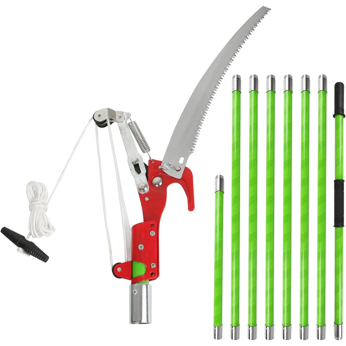 Пила для обрізки Телескопічна з секатором, Тяга троса, Садова пила, Пила для дерев, регульована довжина, Телескопічна пила з сумкою для перенесення, Секатори Ручні пилки Стрижні Секатор для обрізки та садівництва (8М)