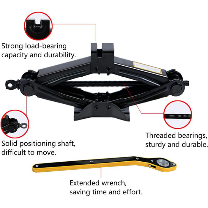 Ножичний домкрат для автомобіля 2-тонний комплект інструментів для домкрата з портативними сумками для позашляховика та автомобіля Універсальний автомобільний аварійний комплект з гайковим ключем