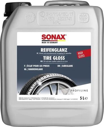 Автомобільний комплект по догляду за шинами - SONAX PROFILINE Tire Shine 5 літрів каністра догляд за шинами практичний кран для розливу - Блиск і догляд за всіма типами шин Шини Shine 5 л заливка