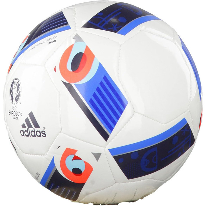 Чоловічий м'яч adidas Euro 2016 Mini, білий/яскраво-синій/нічний індиго, 1