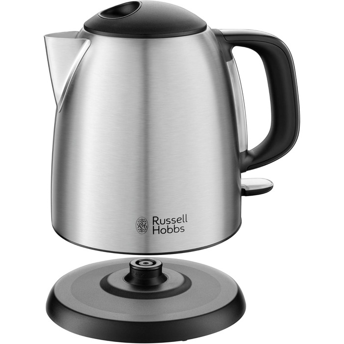 Чайник Russell Hobbs 1,0 л Adventure з нержавіючої сталі (2400 Вт, функція приготування під тиском, знімний фільтр з лаймом, зовнішній індикатор рівня води, маленький туристичний чайник) Чайник для чаю 24991-70 маленький, 1,0 л Нержавіюча сталь полірована