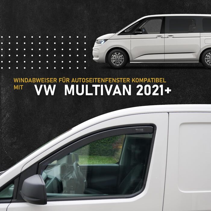 Сумісний з вітровим дефлектором Volkswagen VW New Multivan 2021 Спереду 2 шт. Дефлектор дощу, дефлектор вітру, тонований, обтічний Простота монтажу Захист від вітру та дощу