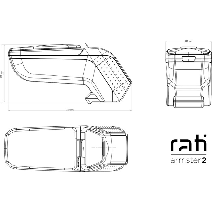 Підлокітник Rati Armster2 підходить для FIAT 500L 2012-2017 / FIAT 500L LIVING 2012-2017 / FIAT 500L TREKKING 2012-2017 чорний Центральний підлокітник з відсіком для зберігання, ідеально підходить для центральної консолі BLACK & POCKET