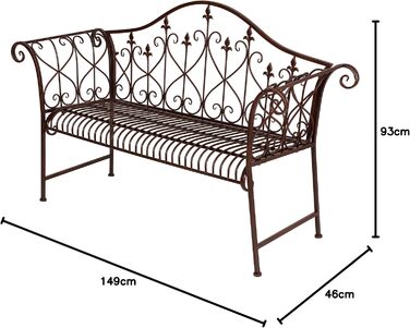 Металева садова лавка Spetebo Rust Brown з прикрасами - 2-місна вінтажна лавка - лавка Лавка Паркова лавка Металева лавка