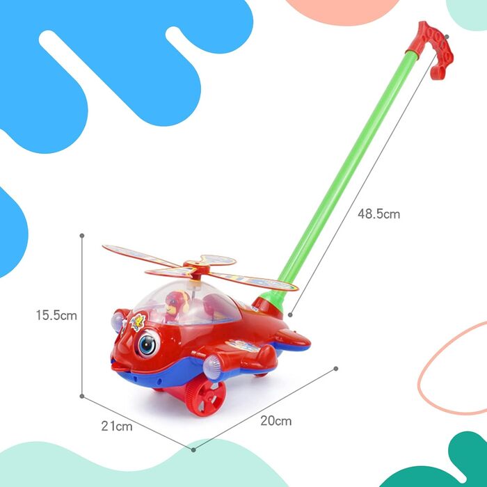 Іграшка-штовхач Perfeclan, навчальний вертоліт, ручна іграшка-штовхач, ручний літак-штовхач, автомобільна іграшка для дітей, малюків, подарунки, літак-літак M (довільний колір)