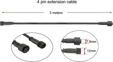 Контактний подовжувач 1 м для теплого білого освітлення патіо, подовжувач для кабелю для теплих білих світлодіодних вбудованих наземних світильників, водонепроникний IP67 (1 м, , 4 контакти), 5 шт., 2-