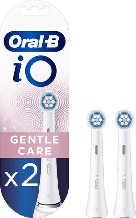 Електрична зубна щітка Oral-B iO Gentle Care, кручена та скошена щетина для більш глибокого видалення нальоту, 2 шт. и насадки для зубних щіток, біла 2 шт. и (1 упаковка)