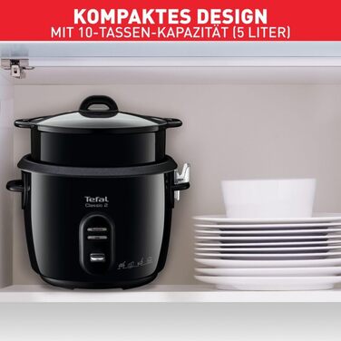 Нова класична рисоварка Tefal RK1038 автоматичні програми Функція збереження тепла Ємність 5 л Функція приготування на парі Чорний-металік