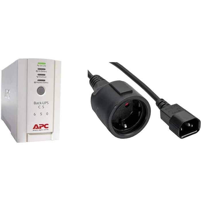 ДБЖ APC Back-UPS CS - BK650EI - джерело безперебійного живлення 650 ВА (4 виходи IEC, захист від перенапруг) (вихідна потужність 650 ВА, комплект з кабелем, 1 м)