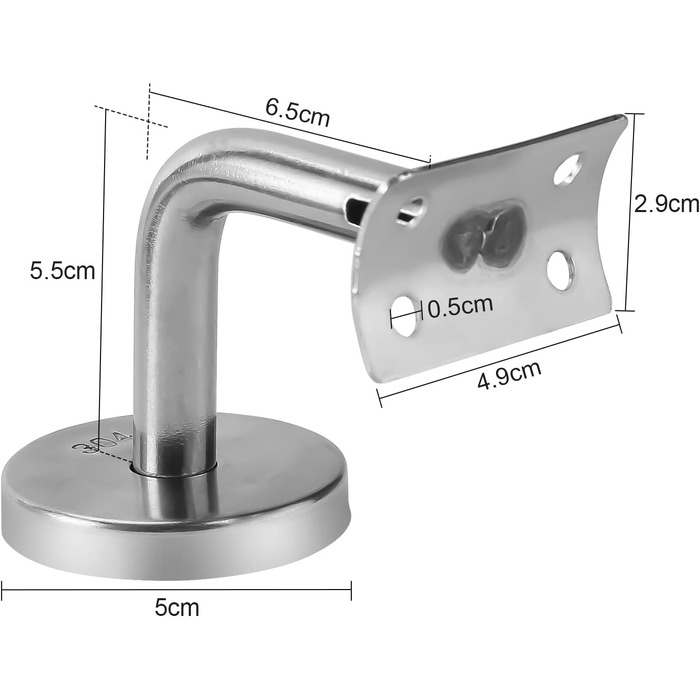 Тримач поручнів з нержавіючої сталі, з'єднувач поручнів із захисною розеткою, кут нахилу настінного кронштейна для поручнів регулюється для внутрішнього та зовнішнього поручнів Настінний тримач, тримач поручнів 49 x 29 мм, 5 шт.