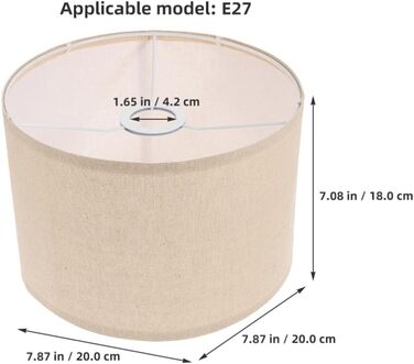 Абажури Warmhm, Настільна лампа, Середній абажур барабана, Абажур, Натуральний льон, Богемний абажур для барабанів E27, Бежевий