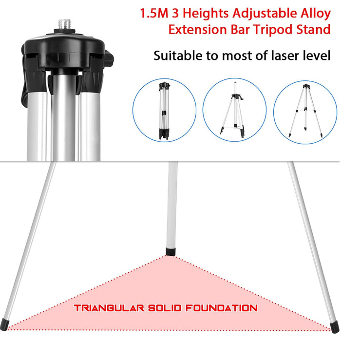 Поперечний лазер Weytoll зі штативом, лазерний рівень 16 Line Laser Level IP54 рівень, акумулятор 2400mAh*2, з телескопічним штативом для укладання плитки для підлоги, поперечний лазер з рівнем (синій)