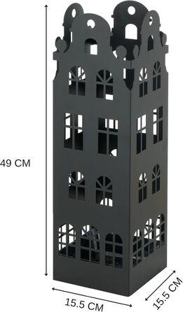 Металева підставка для парасольок Baroni Home сучасного дизайну з круглим дахом, 2 гачки, стійкий до подряпин 4 фути та знімний контейнер для дощу 15,5 x 15 x 49 см, чорний