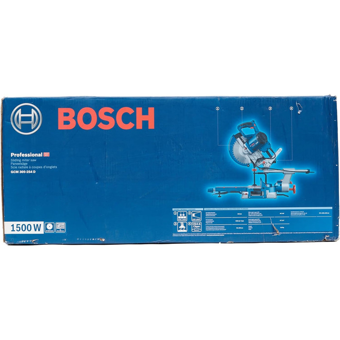 Професійна торцювальна пила Bosch GCM 305-254 D (прорізи до 90 x 305 мм, у комплекті 1 пиляльне полотно, 2 тримачі для заготовки, мішок для пилу, струбцина)