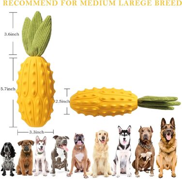 Іграшки для собак Acecy, Chew Toys Dog Almost Indestructible, Squeaky Dog Toys For Puppies Medium and Large, Rubber Horned Melon Dog Toys