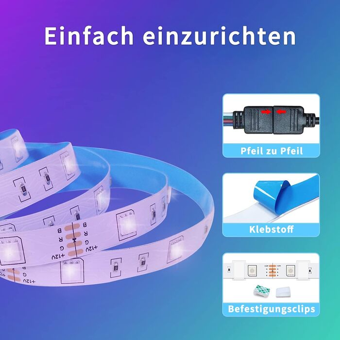 Керування світлодіодною стрічкою segrass, світлодіодний діапазон синхронізації музики 5050 RGB, світлодіодна стрічка, що змінює колір спальні, струнні світильники для прикраси кімнати. (10 хв)