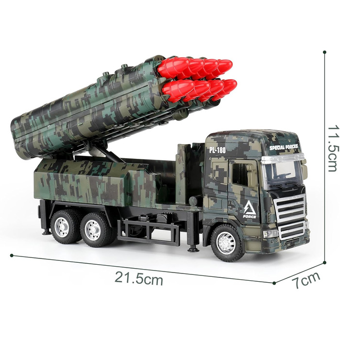 Іграшка військова машина KADAYAYA, військова іграшка з 8 ракетами, армійська іграшка для хлопчиків, військова іграшкова вантажівка зі світлом і звуком, подарунок для хлопчиків 3 4 5 6 7 8 років