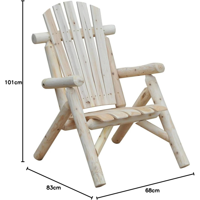 Садове крісло Outsunny Adirondack Садове крісло Дерев'яне крісло Висока спинка з підлокітником Ялинове дерево натуральне 83 х 68 х 101 см