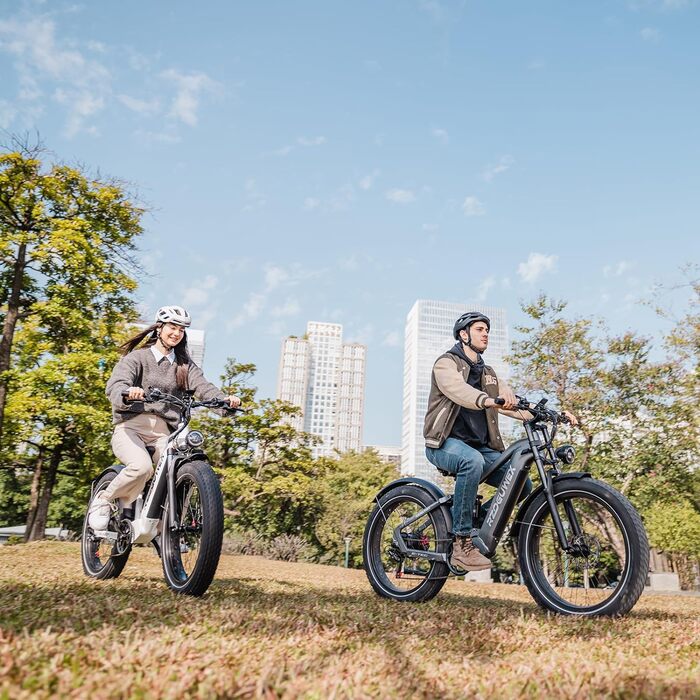 Електричний велосипед RZOGUWEX, 26-дюймовий позашляховий EBIKE для дорослих зі знімним літій-іонним акумулятором 48 В 25 Ач, 7 передачами з подвійними амортизаторами та подвійним гідравлічним дисковим гальмом (білий)