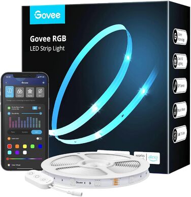 Світлодіодна стрічка Govee Smart RGB WiFi Світлодіодна стрічка, String Lights Band App Control WiFi за допомогою Alexa та Google Assistant, музична синхронізація Зміна кольору Прикраса своїми руками для спальні, кухні, вітальні 5м