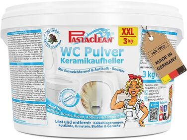 Порошок Pastaclean WC (3 кг) з керамічним відбілювачем і сосновою олією I WC Cleaner Foam I EXTRA STRONG проти вапняного нальоту та накипу сечі I Очищає прямо під краєм унітазу